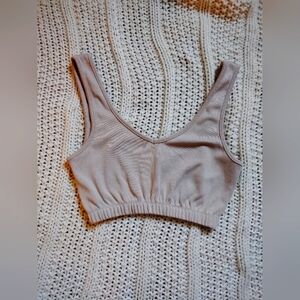 4th + Reckless Beige Ribbed Knit Bralette/Top
